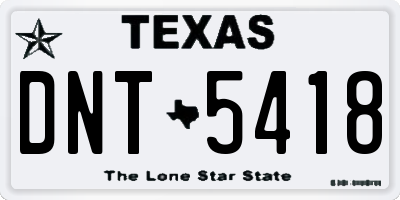 TX license plate DNT5418
