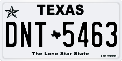 TX license plate DNT5463