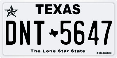 TX license plate DNT5647