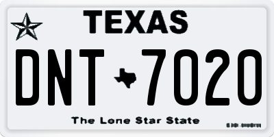 TX license plate DNT7020