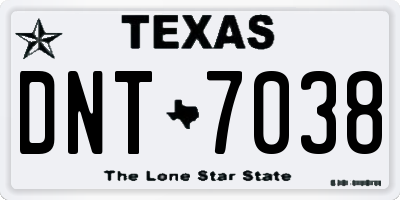 TX license plate DNT7038