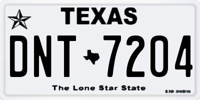 TX license plate DNT7204