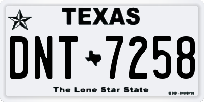 TX license plate DNT7258