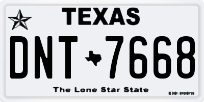 TX license plate DNT7668