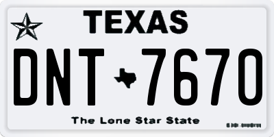 TX license plate DNT7670