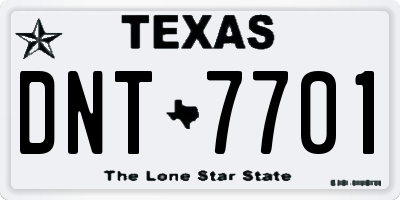 TX license plate DNT7701