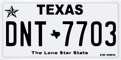 TX license plate DNT7703