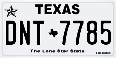 TX license plate DNT7785