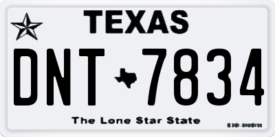 TX license plate DNT7834