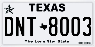 TX license plate DNT8003