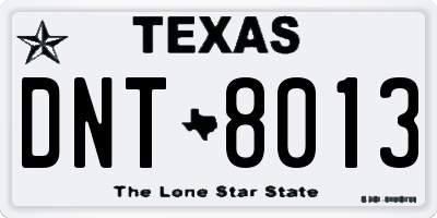 TX license plate DNT8013