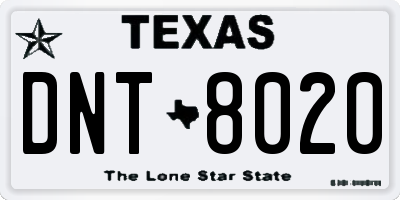 TX license plate DNT8020