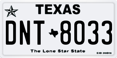 TX license plate DNT8033