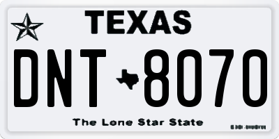 TX license plate DNT8070