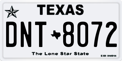 TX license plate DNT8072