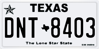 TX license plate DNT8403