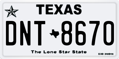 TX license plate DNT8670