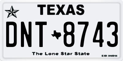 TX license plate DNT8743