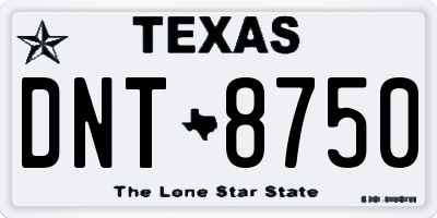 TX license plate DNT8750