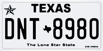 TX license plate DNT8980