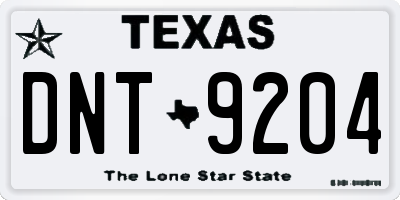 TX license plate DNT9204
