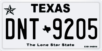 TX license plate DNT9205