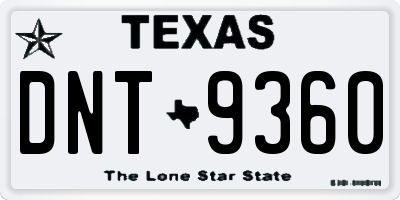 TX license plate DNT9360