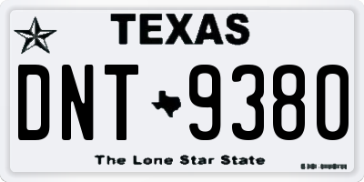 TX license plate DNT9380