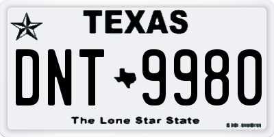 TX license plate DNT9980