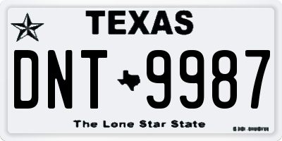 TX license plate DNT9987