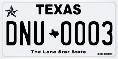 TX license plate DNU0003