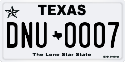 TX license plate DNU0007