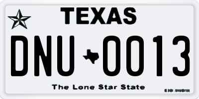 TX license plate DNU0013