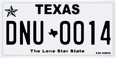 TX license plate DNU0014
