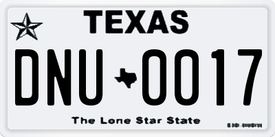 TX license plate DNU0017