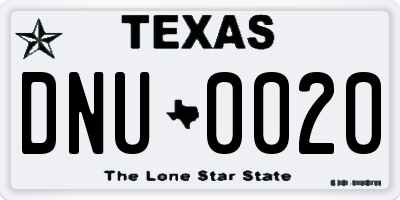 TX license plate DNU0020