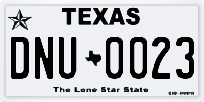 TX license plate DNU0023