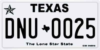 TX license plate DNU0025