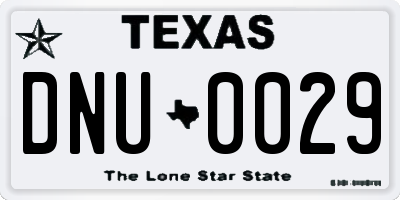 TX license plate DNU0029
