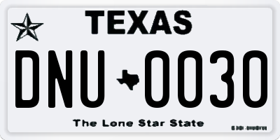 TX license plate DNU0030