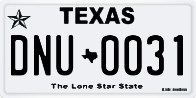 TX license plate DNU0031