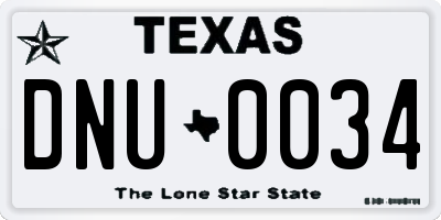 TX license plate DNU0034