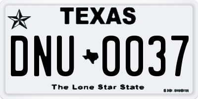 TX license plate DNU0037
