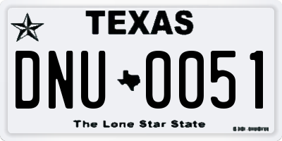 TX license plate DNU0051