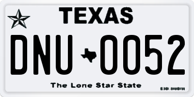 TX license plate DNU0052