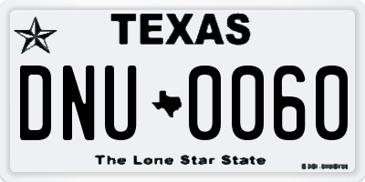TX license plate DNU0060