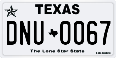 TX license plate DNU0067