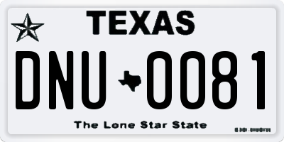 TX license plate DNU0081
