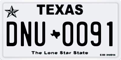 TX license plate DNU0091