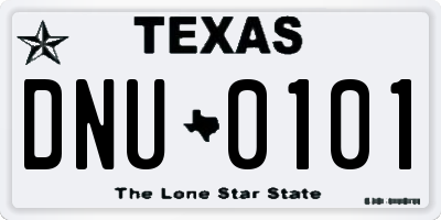 TX license plate DNU0101